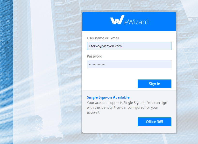 eWizard instance login