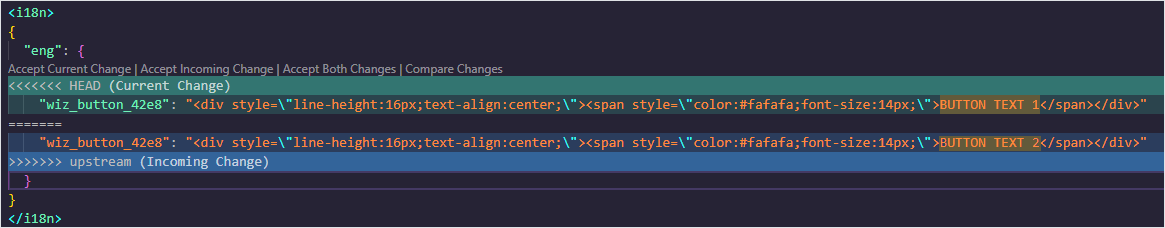 Merge conflict editor example
